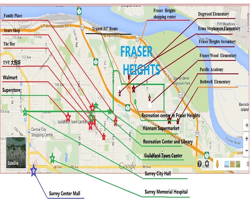  Fraser Heights near by important places map